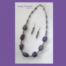 Purple Polished Agate Chunks Necklace, Statement, Free Earrings
