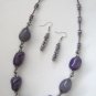 Purple Polished Agate Chunks Necklace, Statement, Free Earrings