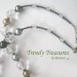Silver Scroll Cross,Glass Pearls,Crystals Necklace,Free Earrings,#TrendyTreasuresByRamona