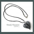 Black & White Swirl Glass Puffed Heart Pendant Necklace,#TrendyTreasuresByRamona