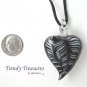Black & White Swirl Glass Puffed Heart Pendant Necklace,#TrendyTreasuresByRamona