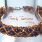 Blue & Orange Denver Broncos Woven Bracelet,Pearls,Crystals,#TrendyTreasuresByRamona