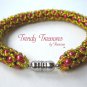 Hot Pink Crystal Pearl Woven Bracelet,Pearls,Crystals,#TrendyTreasuresByRamona