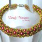 Hot Pink Crystal Pearl Woven Bracelet,Pearls,Crystals,#TrendyTreasuresByRamona