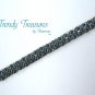 Coffe Brown Pearls & Turquoise Crystals Woven Bracelet,Price Reduced,#TrendyTreasuresByRamona