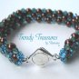 Coffe Brown Pearls & Turquoise Crystals Woven Bracelet,Price Reduced,#TrendyTreasuresByRamona