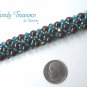 Coffe Brown Pearls & Turquoise Crystals Woven Bracelet,Price Reduced,#TrendyTreasuresByRamona