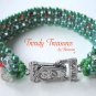 Lime Green Pearls & Orange Crystals Woven Bracelet,Special Price,#TrendyTreasuresByRamona
