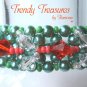 Lime Green Pearls & Orange Crystals Woven Bracelet,Special Price,#TrendyTreasuresByRamona