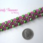 Lime Green Pearls & Hot Pink Crystals Woven Bracelet,Price Reduced,#TrendyTreasuresByRamona
