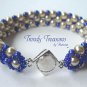 White Pearls & Blue Pearls Woven Bracelet, Special Price,#TrendyTreasuresByRamona