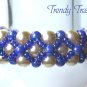 White Pearls & Blue Pearls Woven Bracelet, Special Price,#TrendyTreasuresByRamona