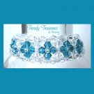 Clear and Turquoise Crystals Woven Bracelet,One-of-a-Kind,#TrendyTreasuresByRamona