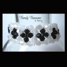 White and Black Crystals Woven Bracelet,Special Price,#TrendyTreasuresByRamona