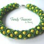 Baylor Bears, Packers Spirit Bracelet,Yellow & Green Woven,#TrendyTreasuresByRamona