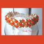 White Pearls & Tangerine Tango Crystals Woven Bracelet,Reduced,#TrendyTreasuresByRamona