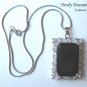 Black Faceted Crystal Pendant,Prom,Sterling Silver Chain,Rhinestones,#TrendyTreasuresByRamona