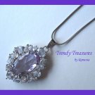 Purple Faceted Crystal Fancy Oval Pendant,Sterling Silver Chain,Rhinestones,#TrendyTreasuresByRamona