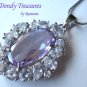 Purple Faceted Crystal Fancy Oval Pendant,Sterling Silver Chain,Rhinestones,#TrendyTreasuresByRamona