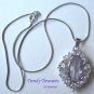 Purple Faceted Crystal Fancy Oval Pendant,Sterling Silver Chain,Rhinestones,#TrendyTreasuresByRamona