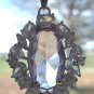 Purple Faceted Crystal Fancy Oval Pendant,Sterling Silver Chain,Rhinestones,#TrendyTreasuresByRamona