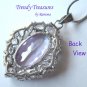 Purple Faceted Crystal Fancy Oval Pendant,Sterling Silver Chain,Rhinestones,#TrendyTreasuresByRamona