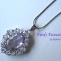 Purple Faceted Crystal Fancy Oval Pendant,Sterling Silver Chain,Rhinestones,#TrendyTreasuresByRamona