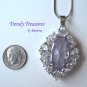 Purple Faceted Crystal Fancy Oval Pendant,Sterling Silver Chain,Rhinestones,#TrendyTreasuresByRamona