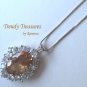 Gold Faceted Crystal Fancy Oval Pendant,Sterling Silver Chain,Rhinestones,#TrendyTreasuresByRamona