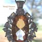 Gold Faceted Crystal Fancy Oval Pendant,Sterling Silver Chain,Rhinestones,#TrendyTreasuresByRamona