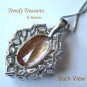 Gold Faceted Crystal Fancy Oval Pendant,Sterling Silver Chain,Rhinestones,#TrendyTreasuresByRamona