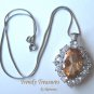 Gold Faceted Crystal Fancy Oval Pendant,Sterling Silver Chain,Rhinestones,#TrendyTreasuresByRamona