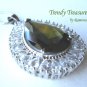 Peridot Faceted Teardrop Crystal Pendant,Sterling Silver Chain,Rhinestones,#TrendyTreasuresByRamona