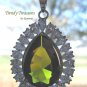 Peridot Faceted Teardrop Crystal Pendant,Sterling Silver Chain,Rhinestones,#TrendyTreasuresByRamona