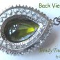 Peridot Faceted Teardrop Crystal Pendant,Sterling Silver Chain,Rhinestones,#TrendyTreasuresByRamona