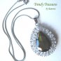 Peridot Faceted Teardrop Crystal Pendant,Sterling Silver Chain,Rhinestones,#TrendyTreasuresByRamona