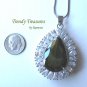 Peridot Faceted Teardrop Crystal Pendant,Sterling Silver Chain,Rhinestones,#TrendyTreasuresByRamona