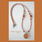 Orange Flower Glass Pendant on Beaded Necklace, Crystals, OOAK.#TrendyTreasuresByRamona