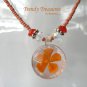 Orange Flower Glass Pendant on Beaded Necklace, Crystals, OOAK.#TrendyTreasuresByRamona