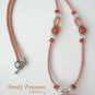 Orange Flower Glass Pendant on Beaded Necklace, Crystals, OOAK.#TrendyTreasuresByRamona