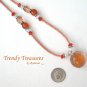 Orange Flower Glass Pendant on Beaded Necklace, Crystals, OOAK.#TrendyTreasuresByRamona
