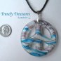 Peace Sign Lampwork Glass Pendant Necklace,Artisan Crafted,Ramona Beasley