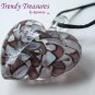 Puffy Heart Glass Pendant on Corded Necklace,#TrendyTreasuresByRamona