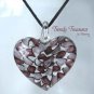 Puffy Heart Glass Pendant on Corded Necklace,#TrendyTreasuresByRamona