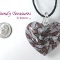 Puffy Heart Glass Pendant on Corded Necklace,#TrendyTreasuresByRamona
