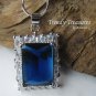 Deep Blue Faceted Crystal Pendant,Prom,Sterling Silver Chain, Rhinestones,#TrendyTreasuresByRamona