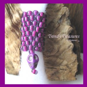 Bright Purple, Dreadlock Sleeve, Dread Bead, Skull Charm Dangle, Stock 554 #TrendyTreasuresByRamona