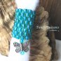 Turquoise Dreadlock Sleeve, Dread Bead, Butterfly Charm Dangle,Stock #552