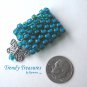 Turquoise Dreadlock Sleeve, Dread Bead, Butterfly Charm Dangle,Stock #552