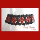 Red and Black Crystals Woven Bracelet,Mother's Day Special,#TrendyTreasuresByRamona
